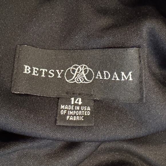 Betsy & Adam Christine Scuba Crepe Ruffle Bow Trumpet Gown Size 14 - Picture 6 of 8